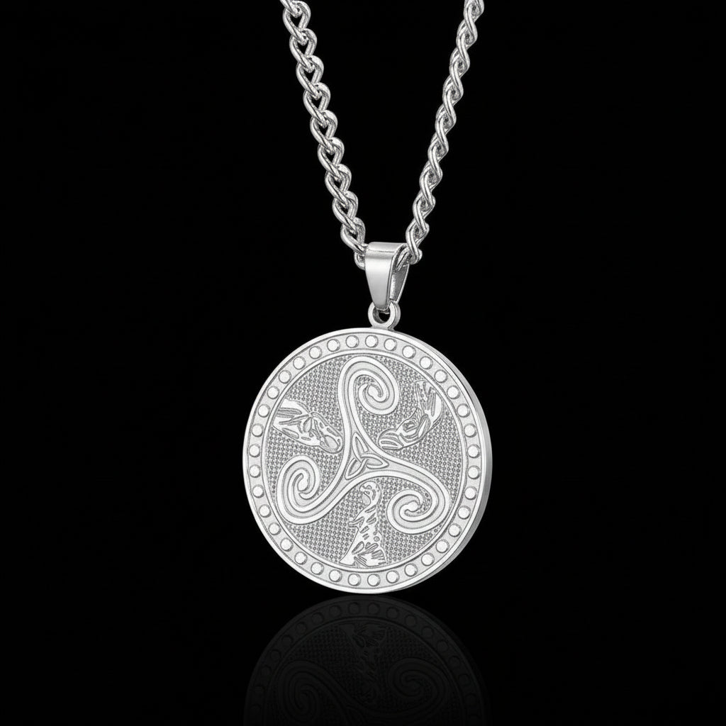 Witchcraft Triple Moon Goddess Triskele Symbol Necklace Wicca Pagan Jewelry-MoonChildWorld