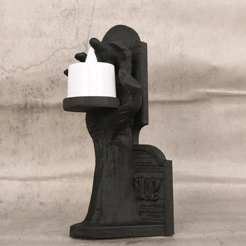 Dark Style Skull Hand Tombstone Candle Holder Gothic Home Wall Decor for Witch