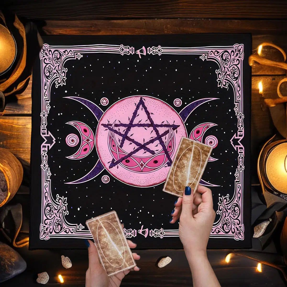 Mystical Triple Moon Wicca Altar Cloth Tarot Card Table Cloth Pagan Witchcraft Astrology Oracle Card Mat-MoonChildWorld