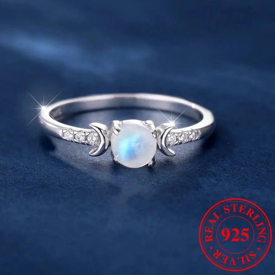 Wicca Triple moon opal ring-MoonChildWorld