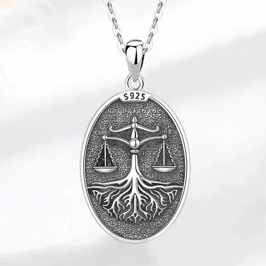 925 Sterling Silver Themis Goddess of Justice Sword Balance Scales Necklace Wicca Pagan Jewelry-MoonChildWorld