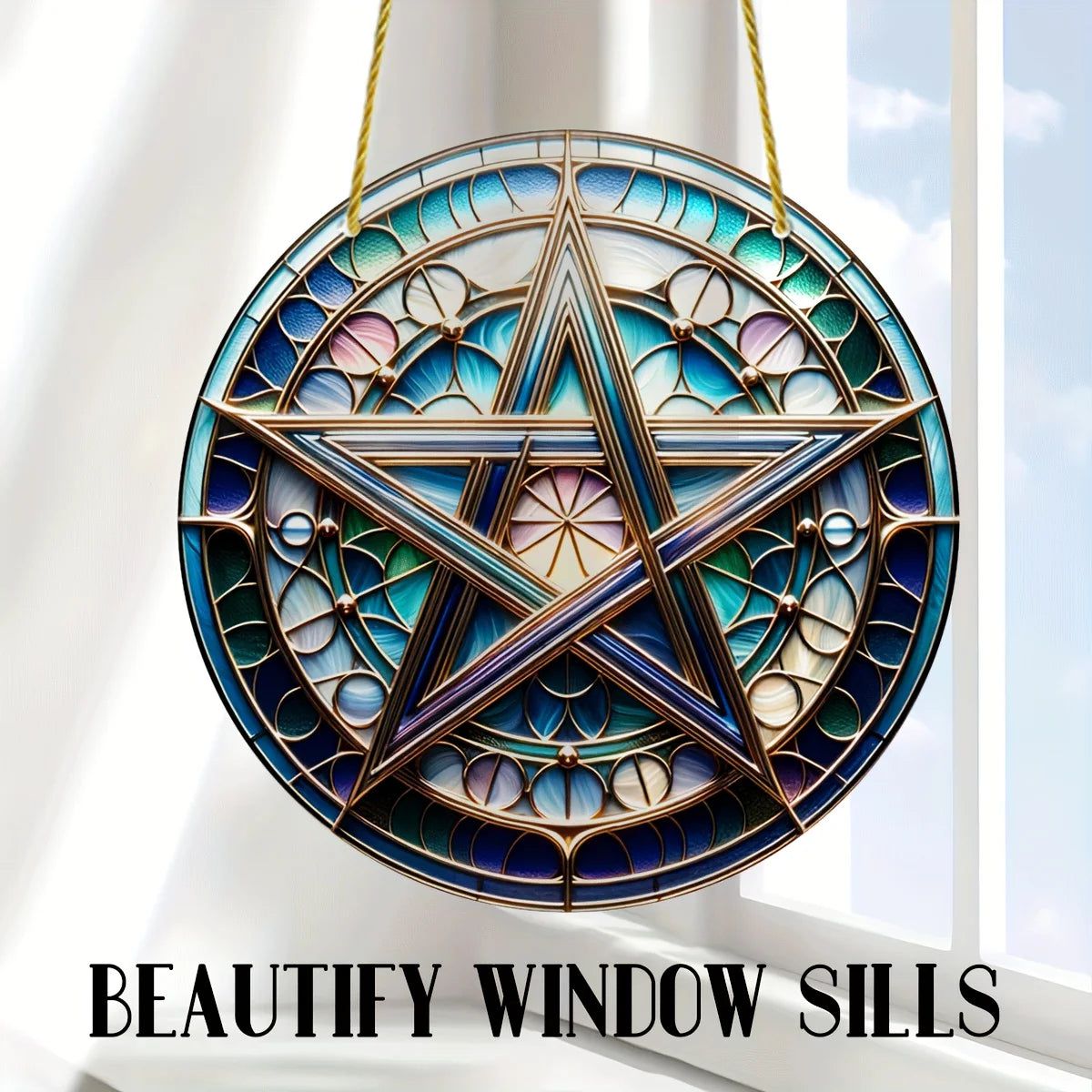 Wicca Pentacle Suncatcher Witchcraft Acrylic Sign-MoonChildWorld