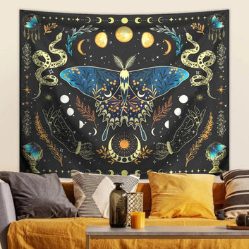 Death Moth Moon Phase Tapestry Aesthetic Luna Moth Snake Tapestry