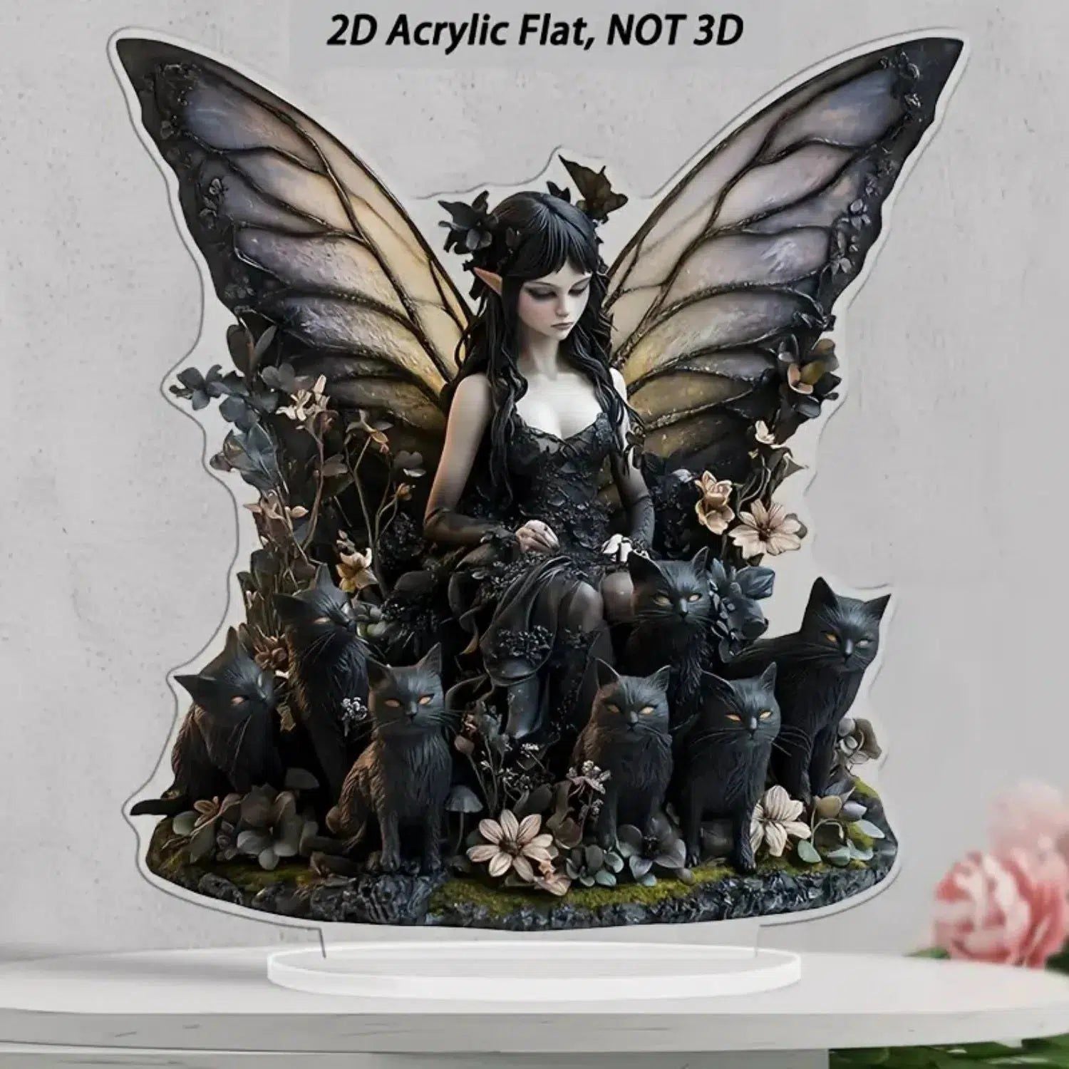 Dark Angel 2D Flat Acrylic Table Ornament Gothic Angel Desk Ornament Gothic Home Decor-MoonChildWorld