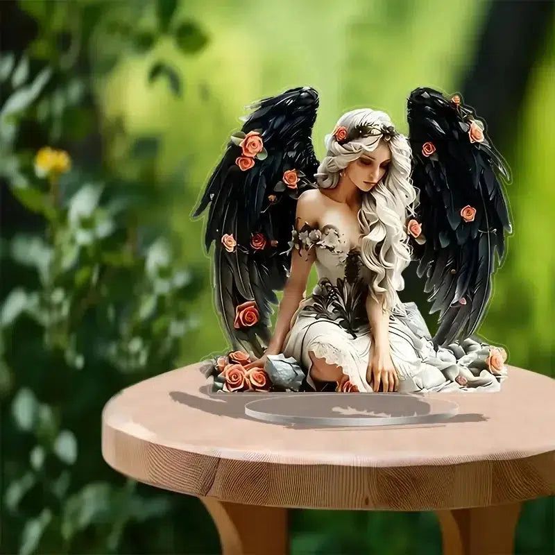 Dark Angel 2D Flat Acrylic Table Ornament Gothic Angel Desk Ornament Gothic Home Decor-MoonChildWorld