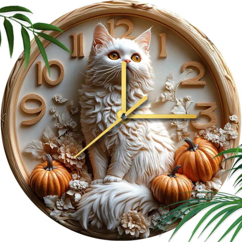 British Longhair Cat Wall Clock for Cat Lovers-MoonChildWorld