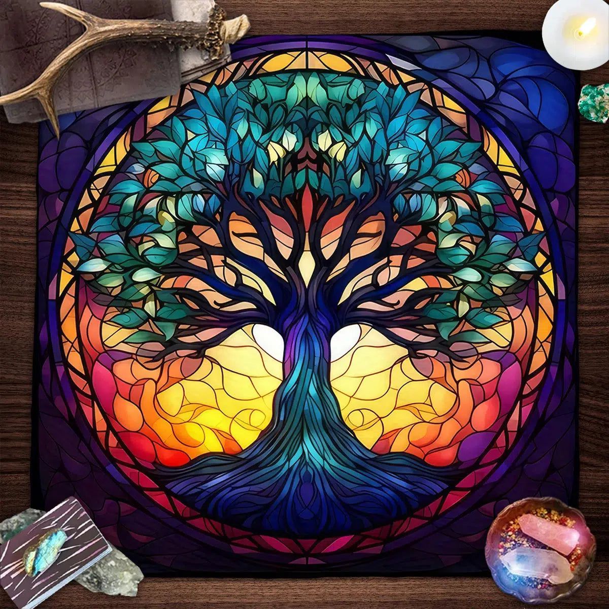 Tree of Life Tarot Tablecloth Witchcraft Altar Cloth For Divination and Oracle Readings-MoonChildWorld