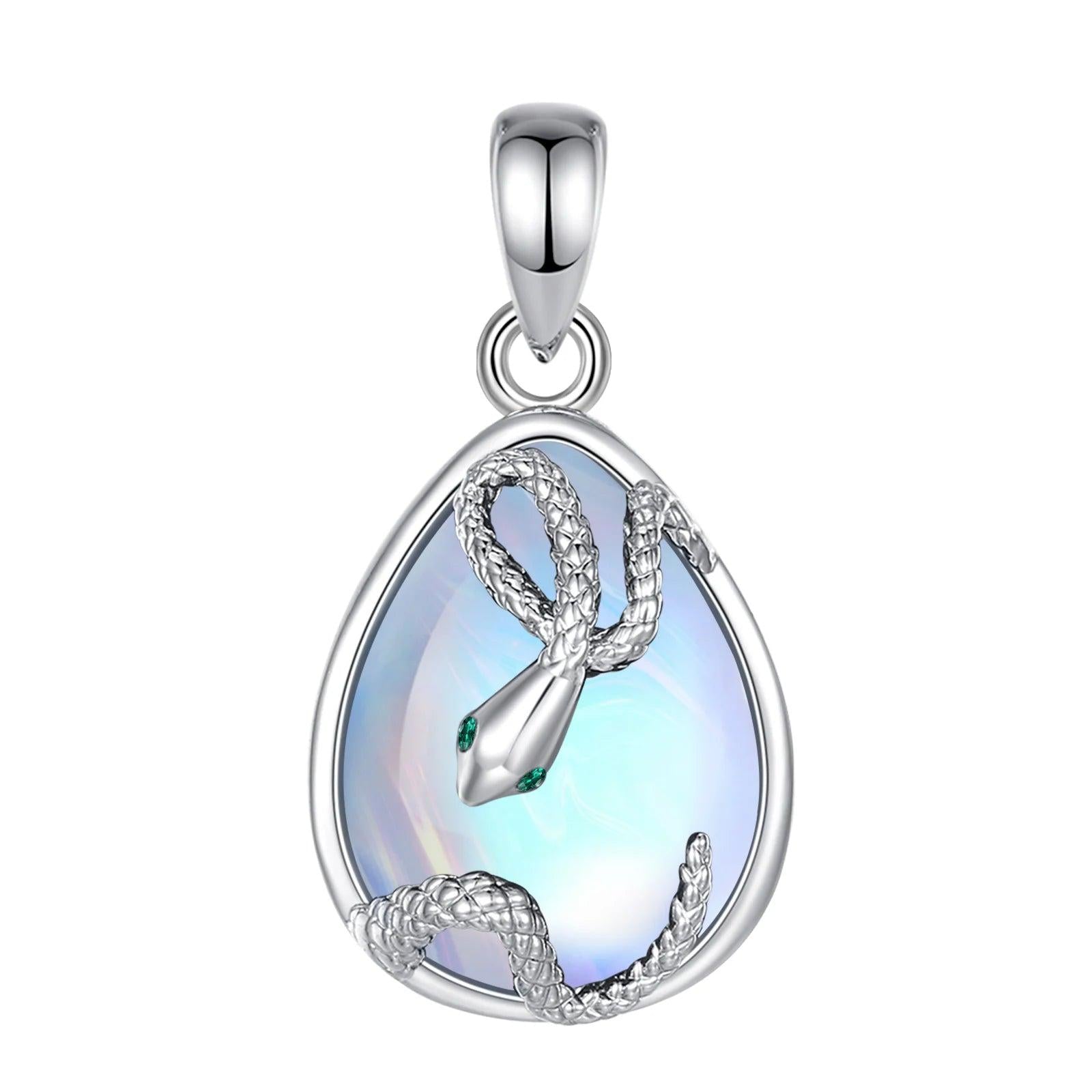 Teardrop Moonstone Snake Necklace Healing Stone Jewelry Witchy Necklace-MoonChildWorld