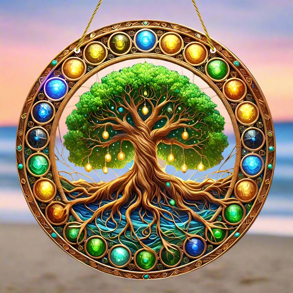 Tree of Life Suncatcher Acrylic Sign Pagan Window Hanging-MoonChildWorld