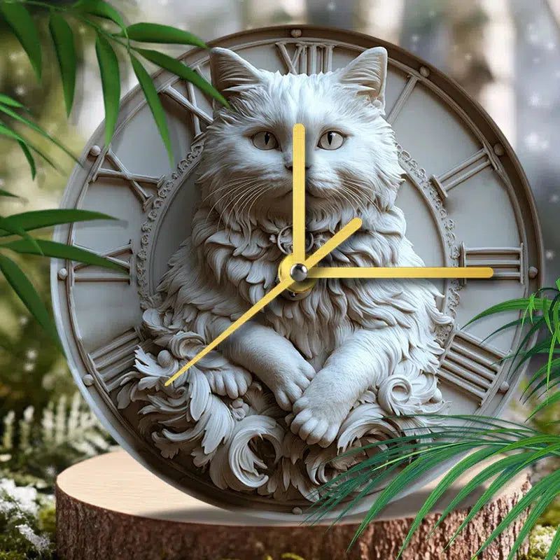 British Longhair Cat Wall Clock for Cat Lovers-MoonChildWorld