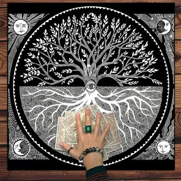 Witchcraft Tarot Tablecloth Sun Moon Tree of life Pagan Altar Cloth Wicca Divination Cloth