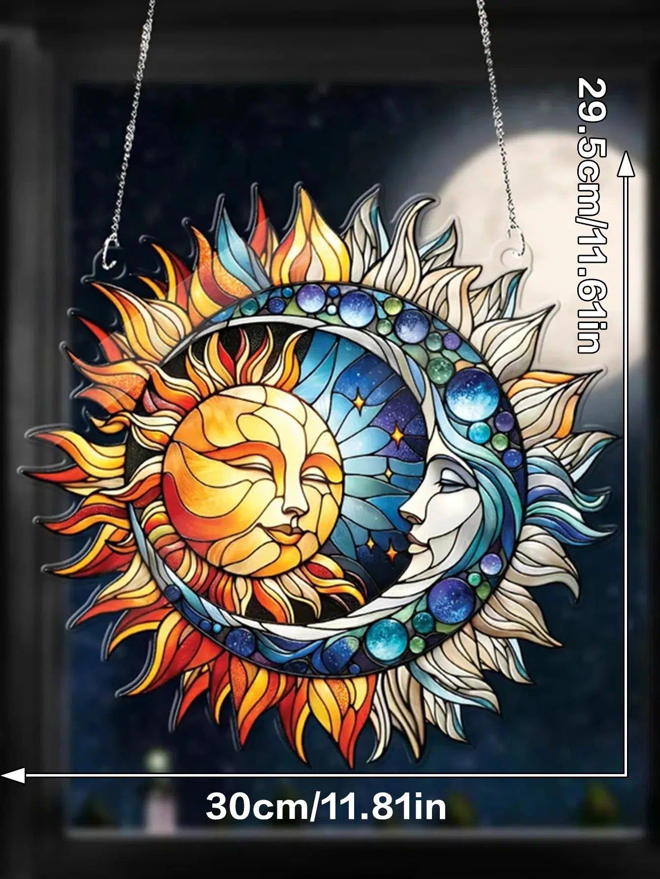 Sun and Moon Acrylic Suncatcher Bohemian Home Decor Wicca Window Ornaments-MoonChildWorld