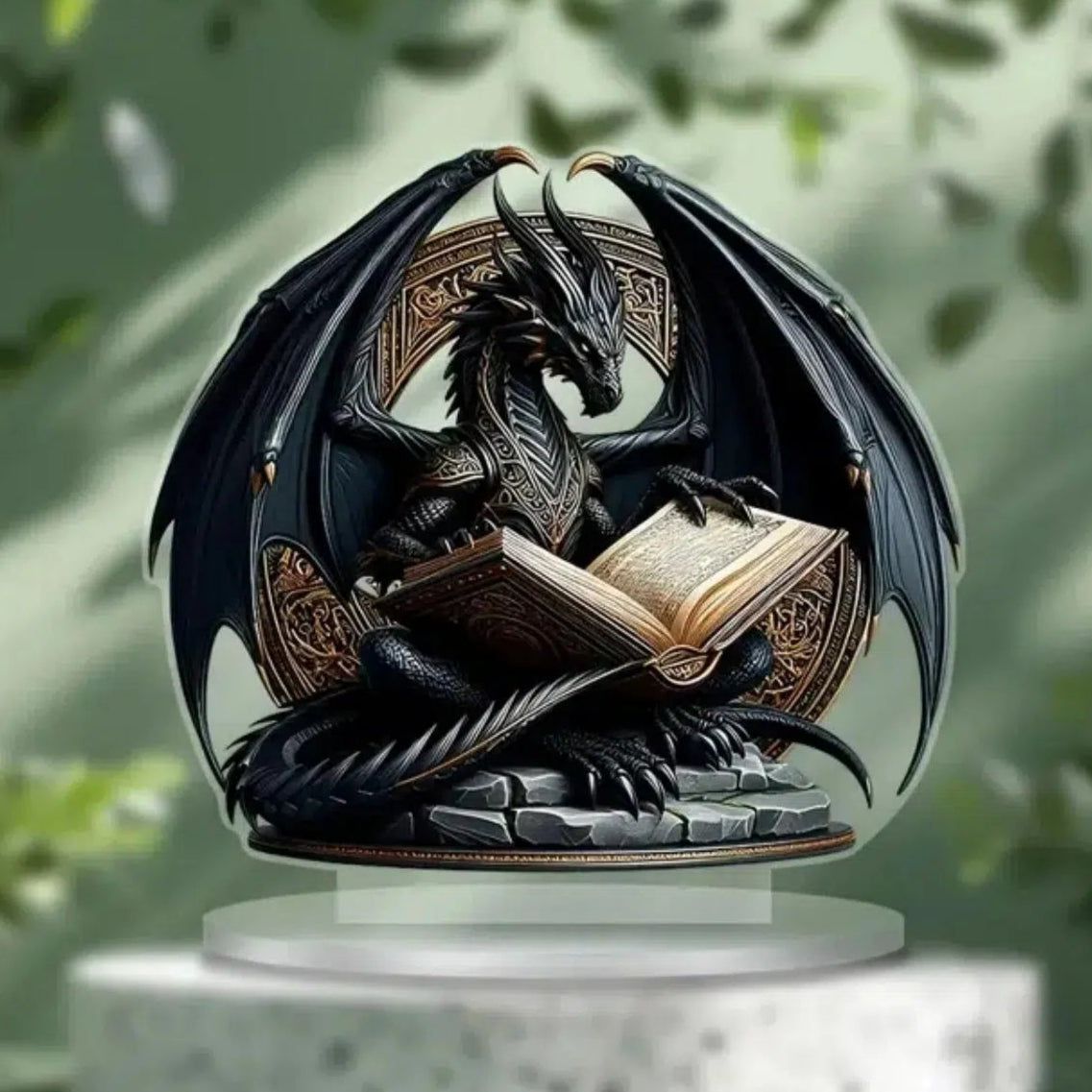 Black Dragon 2D Flat Acrylic Figurine Dragon Table Ornament Dragon Desk Decor-MoonChildWorld