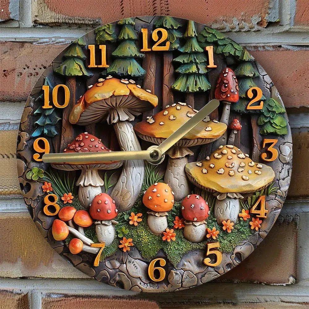 Forest Mushrooms Wall Clock Aesthetic Wall Clock Home Decor-MoonChildWorld