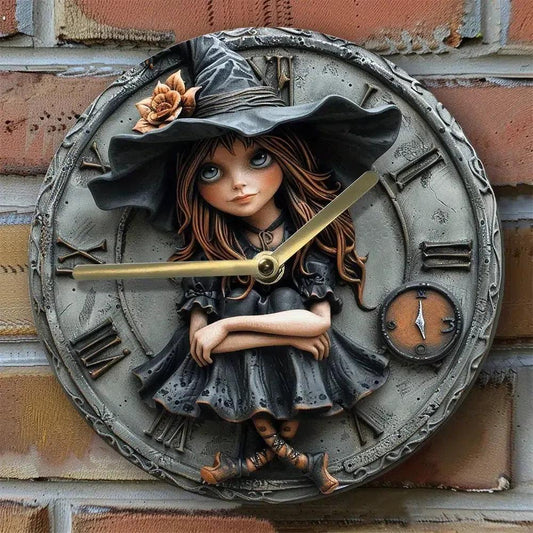 Gothic Witch Wall Clock for Halloween Home Decor