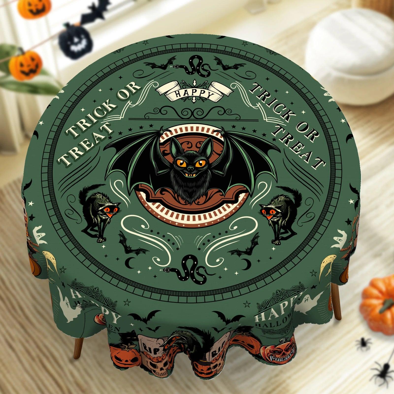 Gothic Bat Halloween Tablecloth - Witch Table Decoration Tablecloth-MoonChildWorld