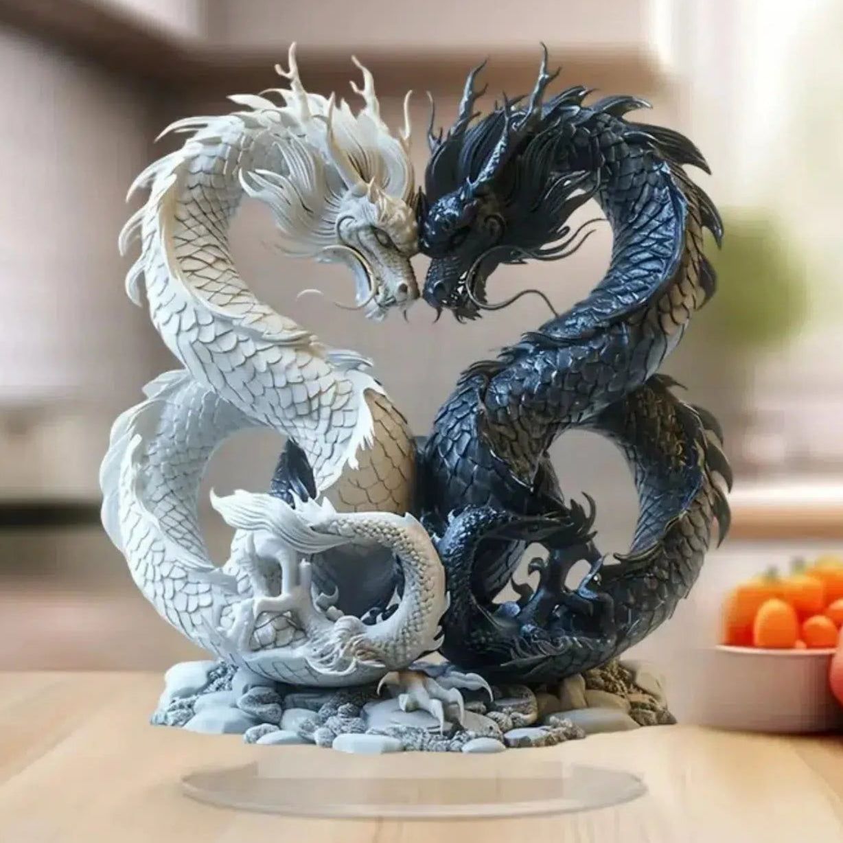 Double Dragons 2D Flat Acrylic Figurine Dragon Table Ornament Dragon Desk Decor-MoonChildWorld