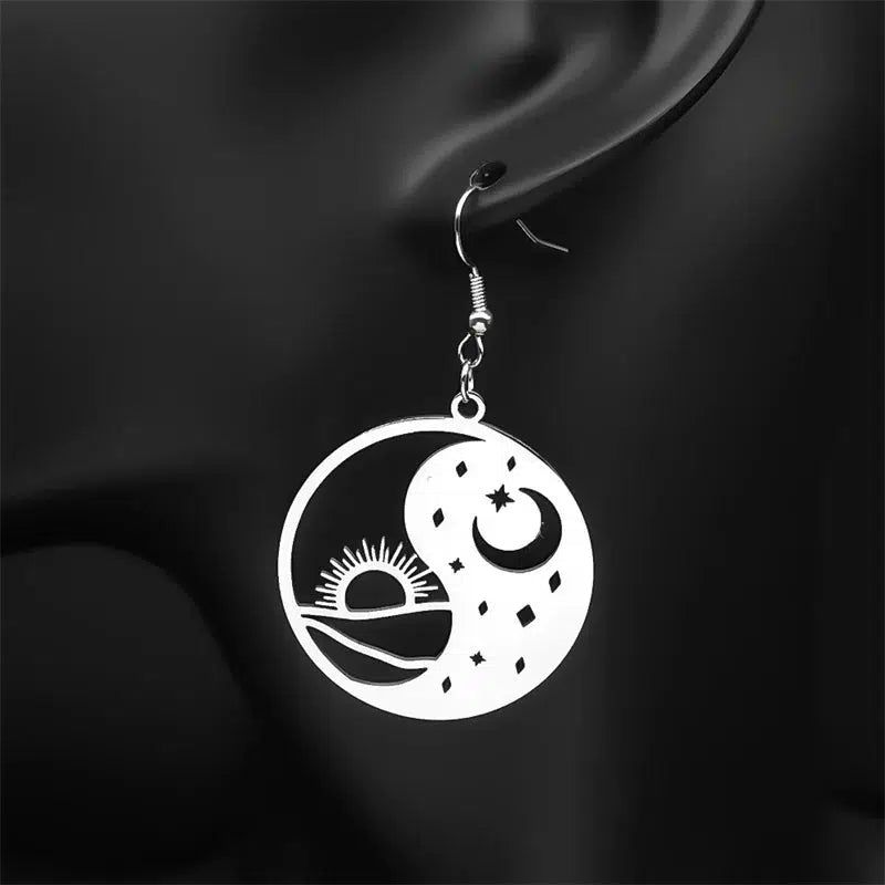 Celestial Sun Moon Earrings-MoonChildWorld