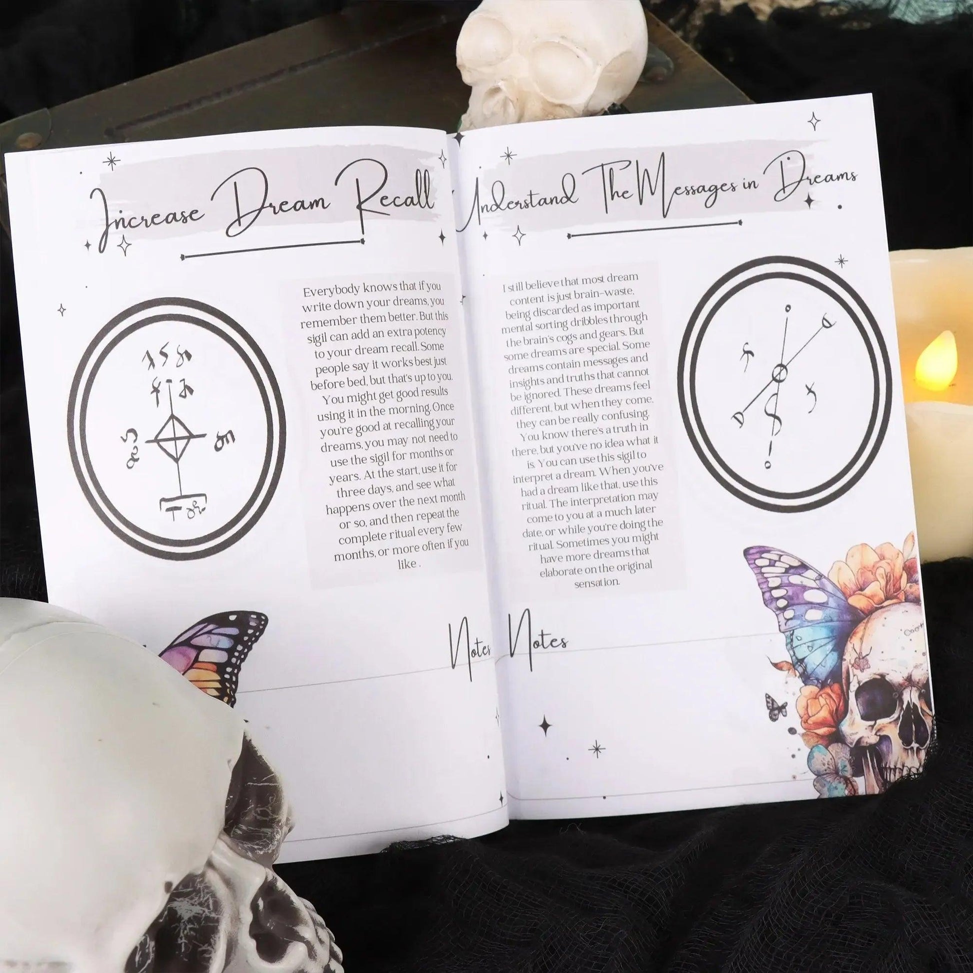 Vintage Occult Grimoire - Sigils & Mystical Symbols Guide - Dark Art Ritual Book with Moons, Pentagrams & Butterfly Design-MoonChildWorld