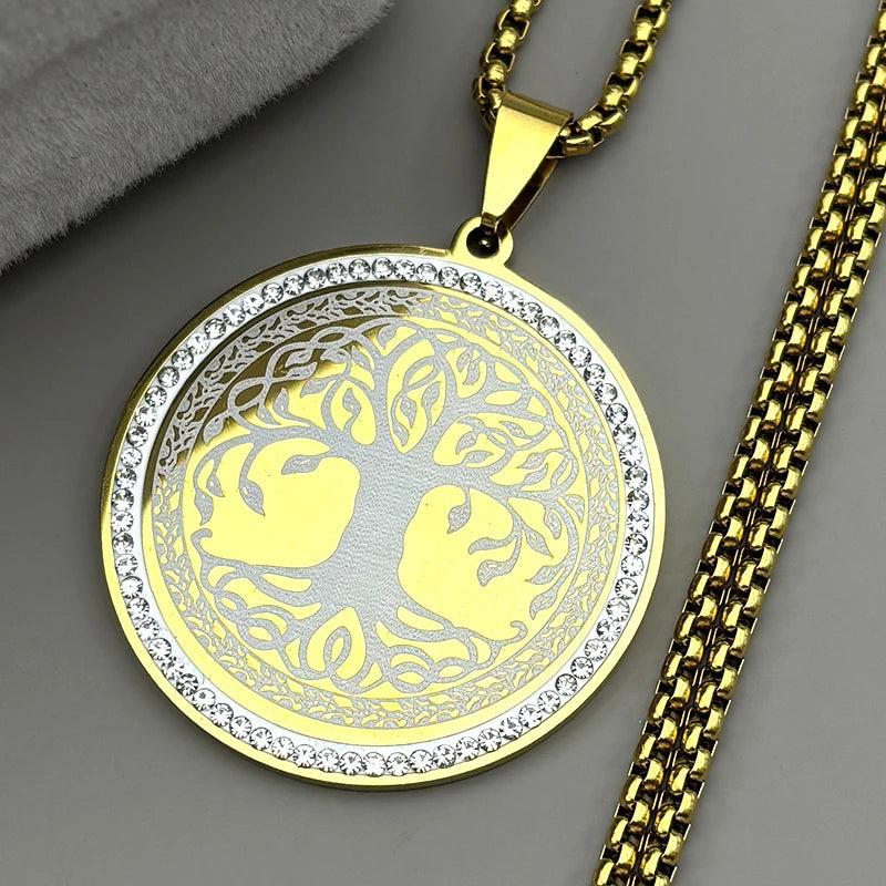 Rhinestone Tree of Life Necklace Wicca Pagan Jewelry-MoonChildWorld