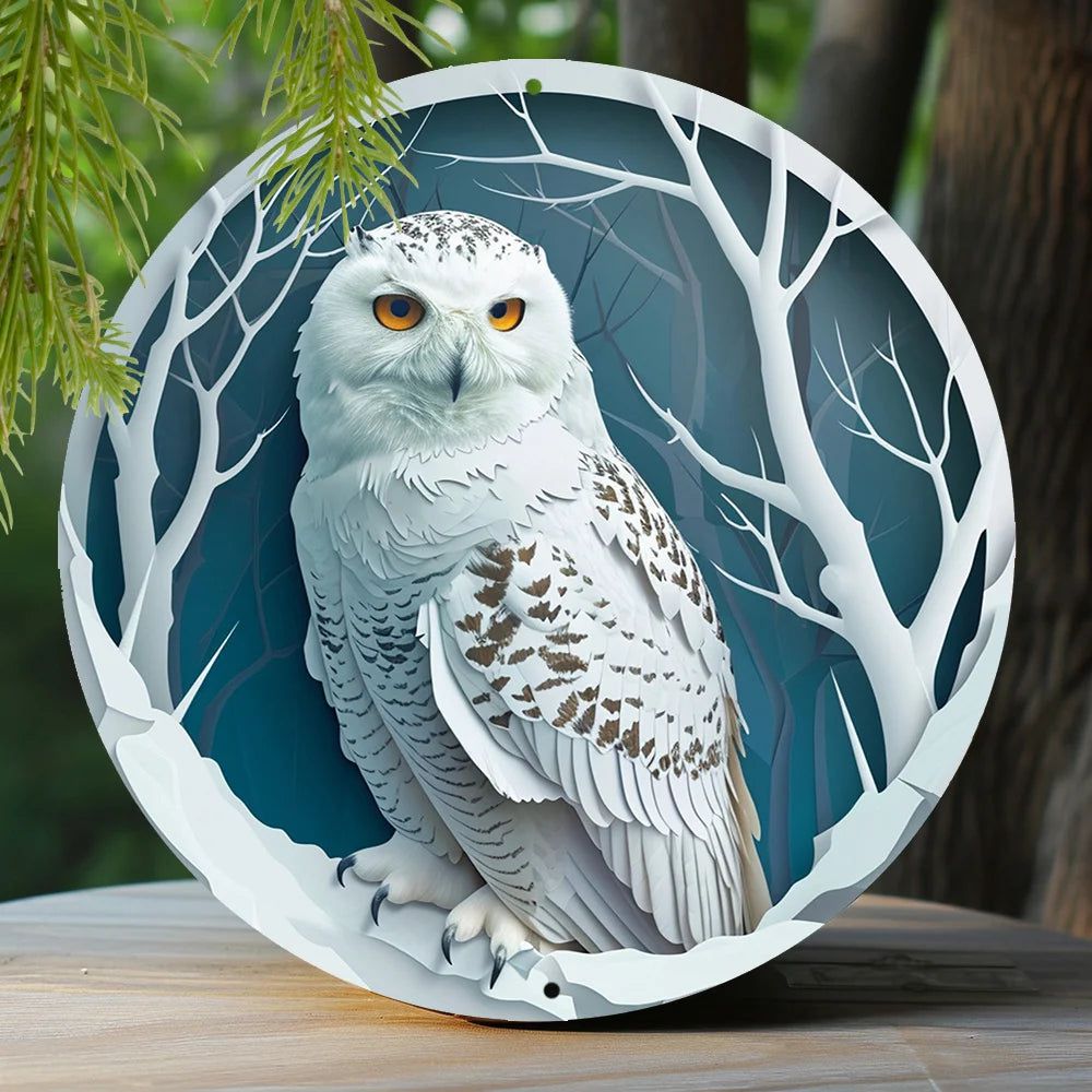 Snowy Owl Metal Sign Witchy Home Decor-MoonChildWorld