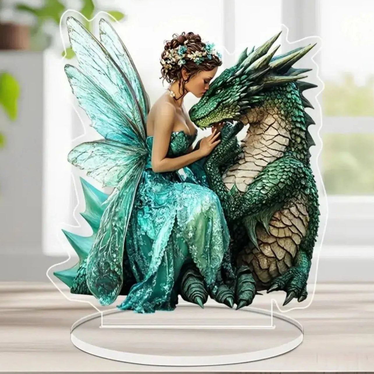 Fairy Elf & Dragon 2D Flat Acrylic Table Ornament Pagan Elves Desk Ornament Wicca Home Decor-MoonChildWorld