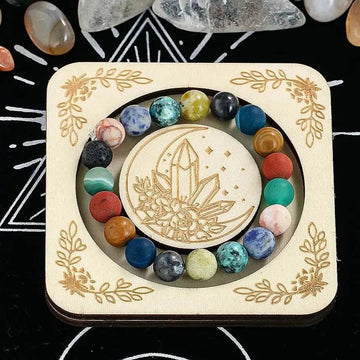 Wicca Crystal Tray Jewelry Moon phases Wooden Tray-MoonChildWorld