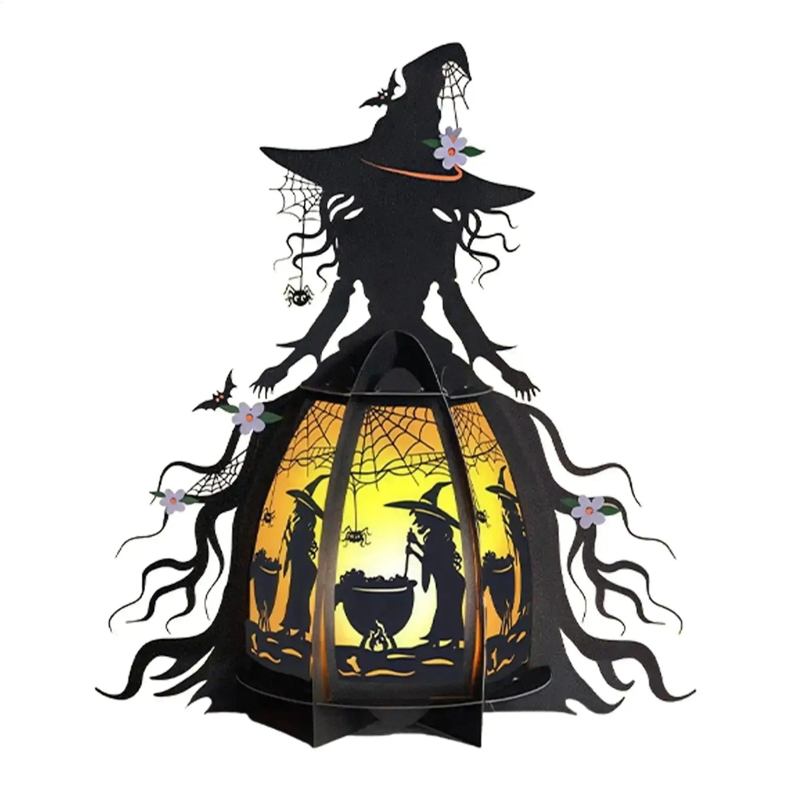 Halloween Lantern Gothic Witch Lamp - Spooky Night Light For Witchy Table Decor-MoonChildWorld