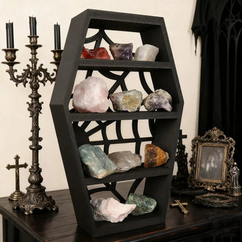 Dark Style Coffin Shaped Shelf Gothic Home Decoration for Crystal