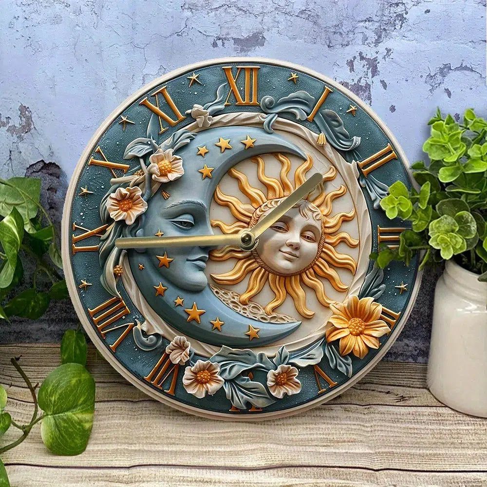 Celestial Sun Moon Wall Clock-MoonChildWorld