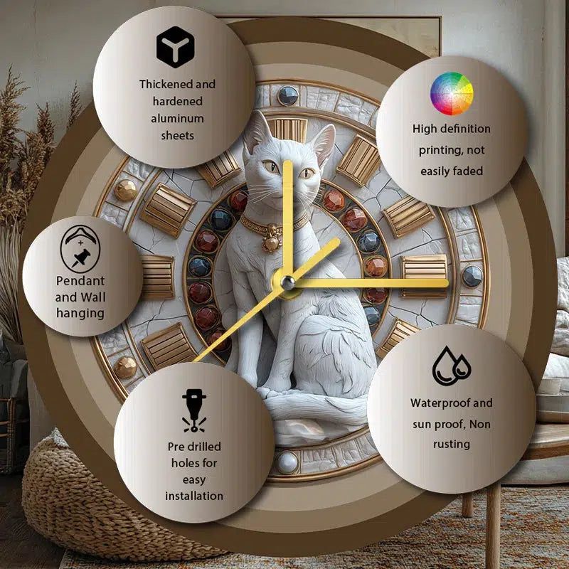 Sphynx Cat Wall Clock for Cat Lovers Christmas Decorations-MoonChildWorld