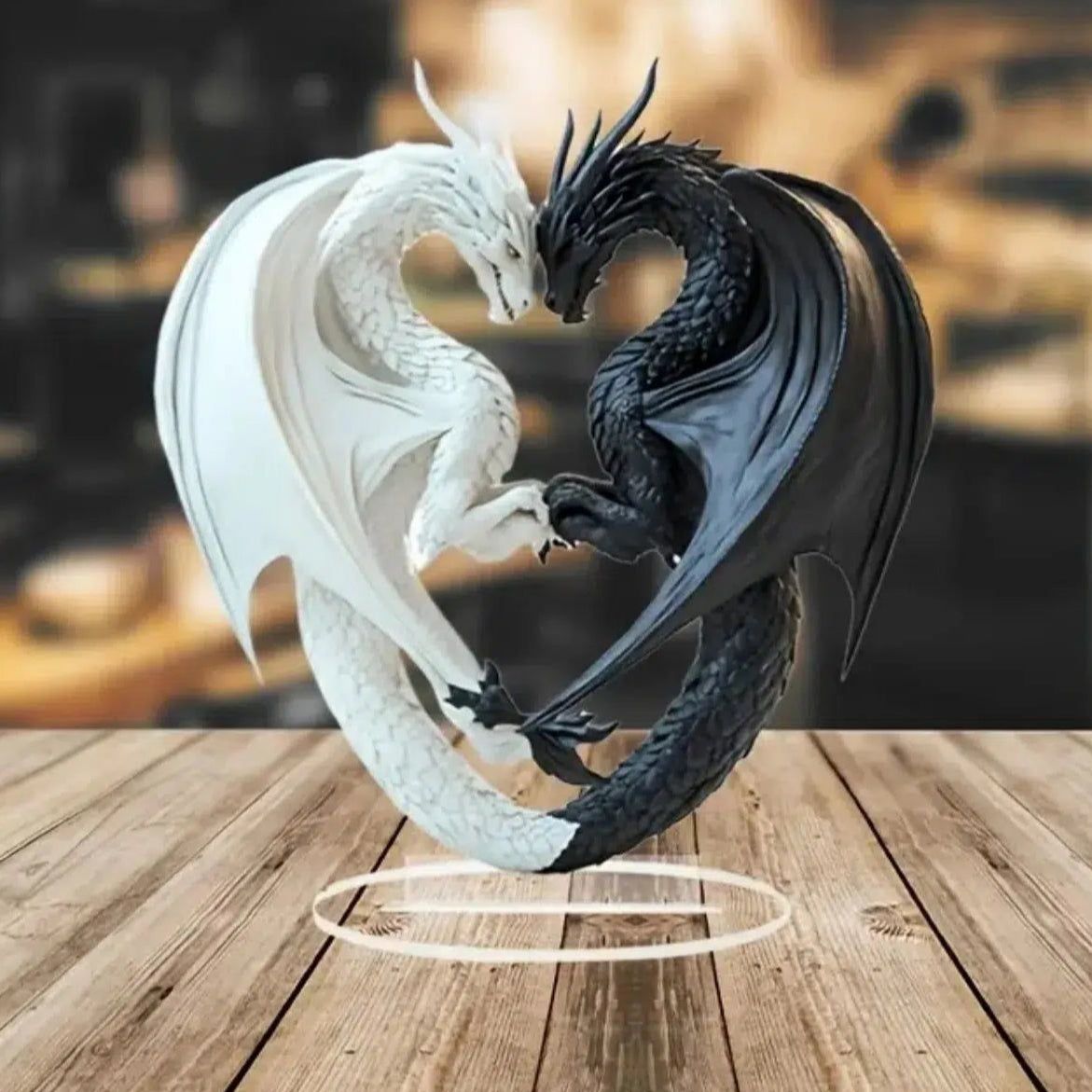 Black Dragon 2D Flat Acrylic Figurine Dragon Table Ornament Dragon Desk Decor-MoonChildWorld