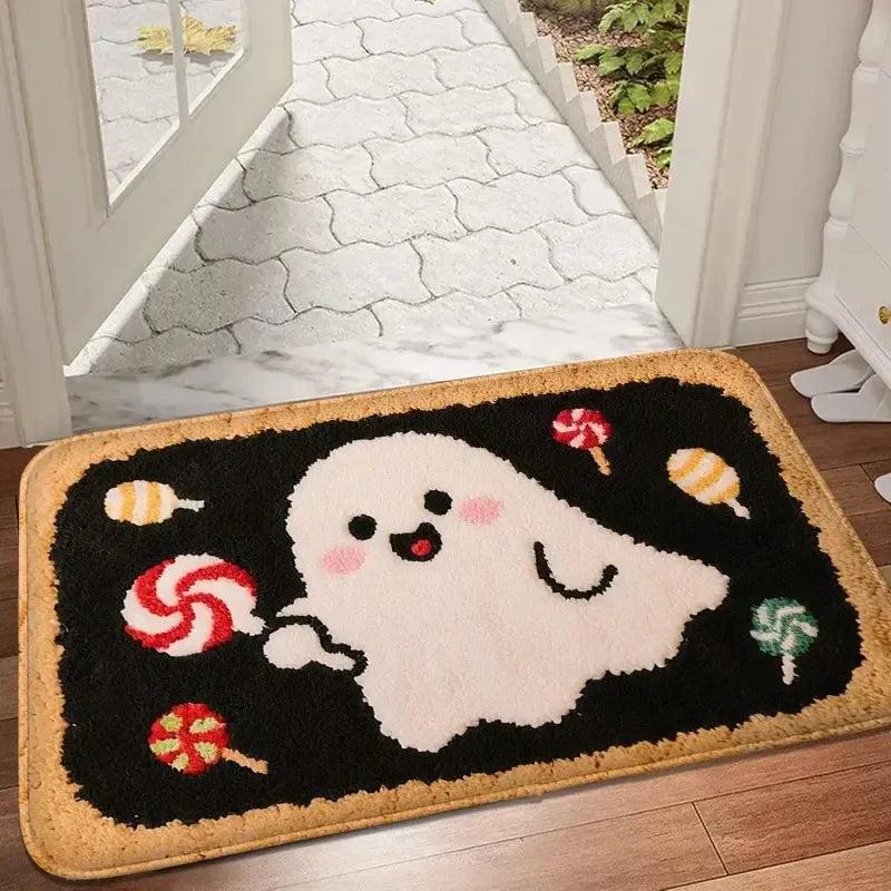 Gothic Halloween Doormat - Spooky Ghost, Cat & Bat Design - Witchy Home Decor-MoonChildWorld