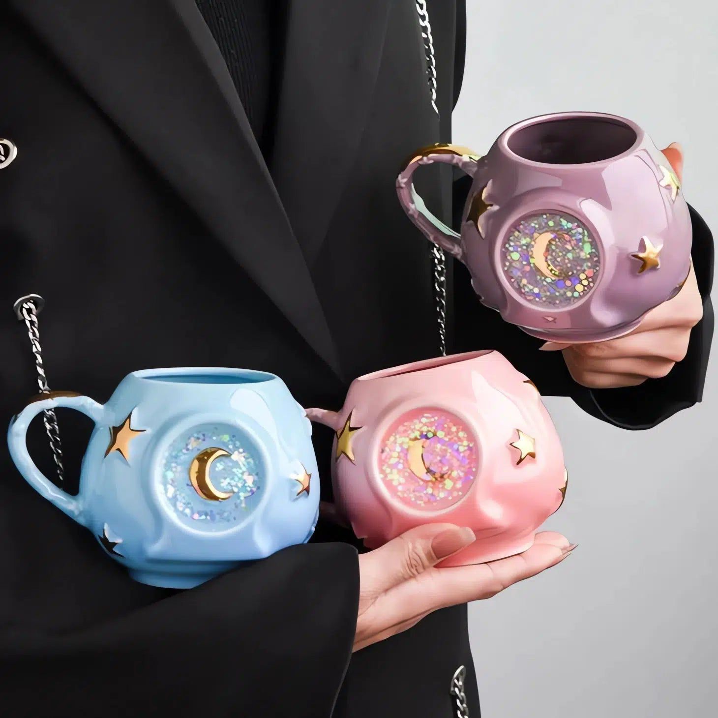 Ceramic Starry Sky Magic Mug Star Moon Mug-MoonChildWorld