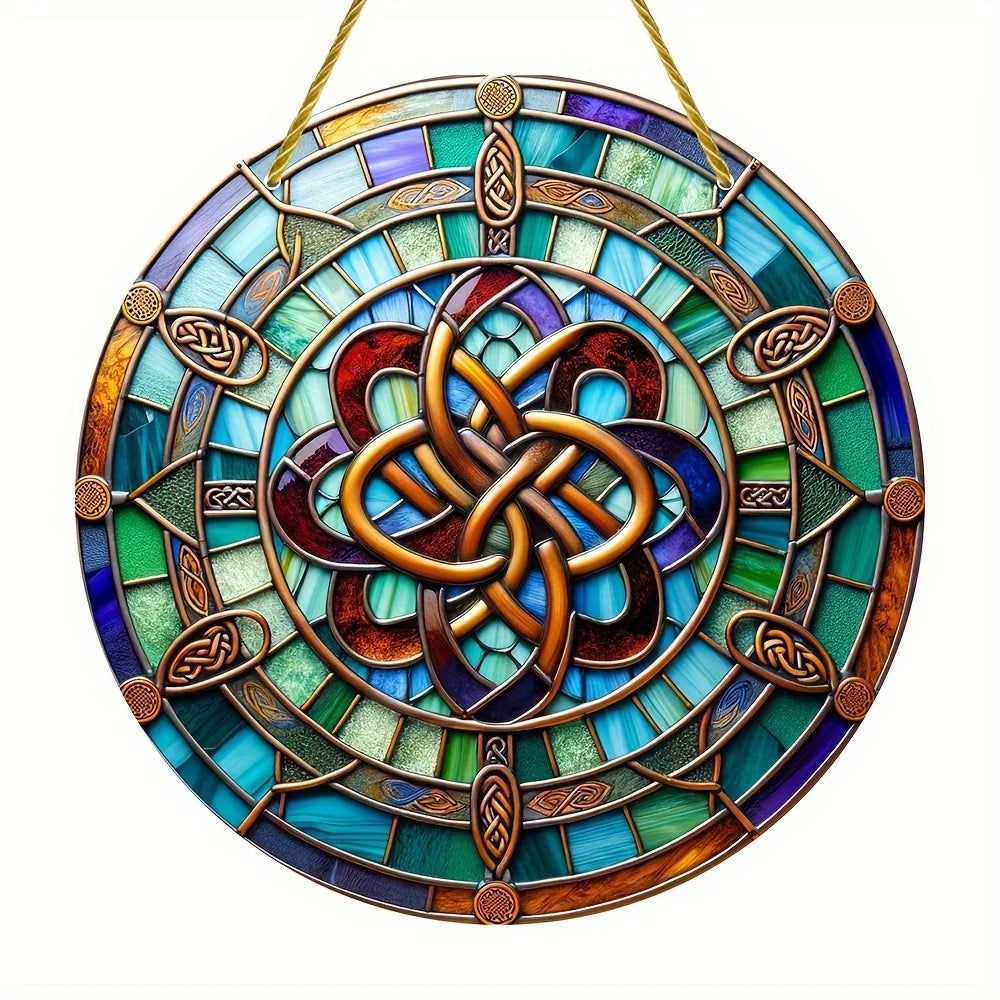 Celtic Knot Suncatcher Pagan Acrylic Round Sign Triquetra Wicca Wall Hanging-MoonChildWorld