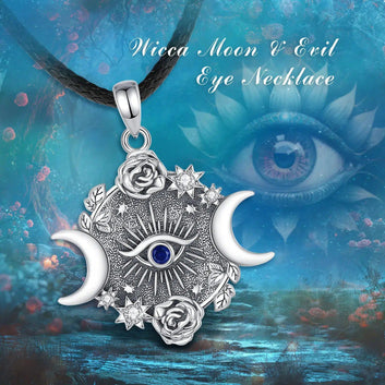 Eye Of Horus Triple Moon Goddess Necklace Wiccan Jewelry