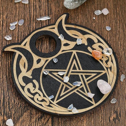 Wooden Pentacle Crystal Ball Holder