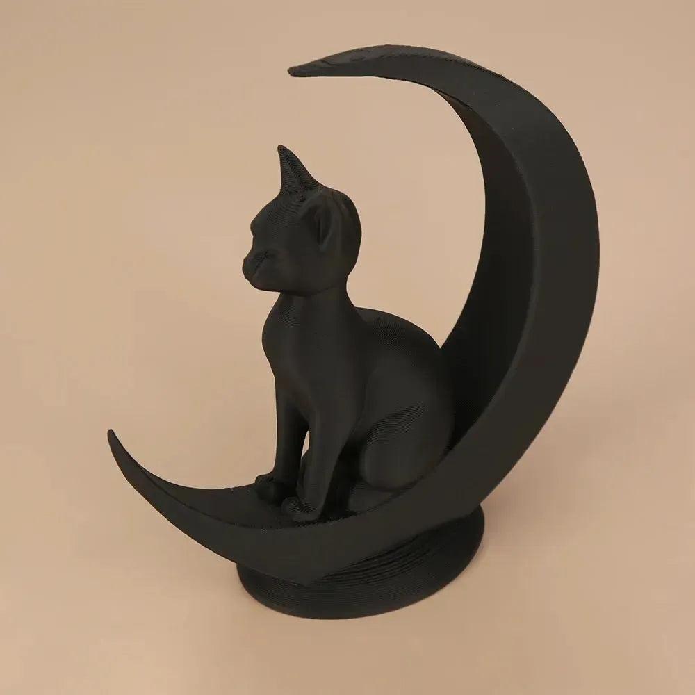 Dark Style Moon Cat Figurine Gothic Home Decoration-MoonChildWorld