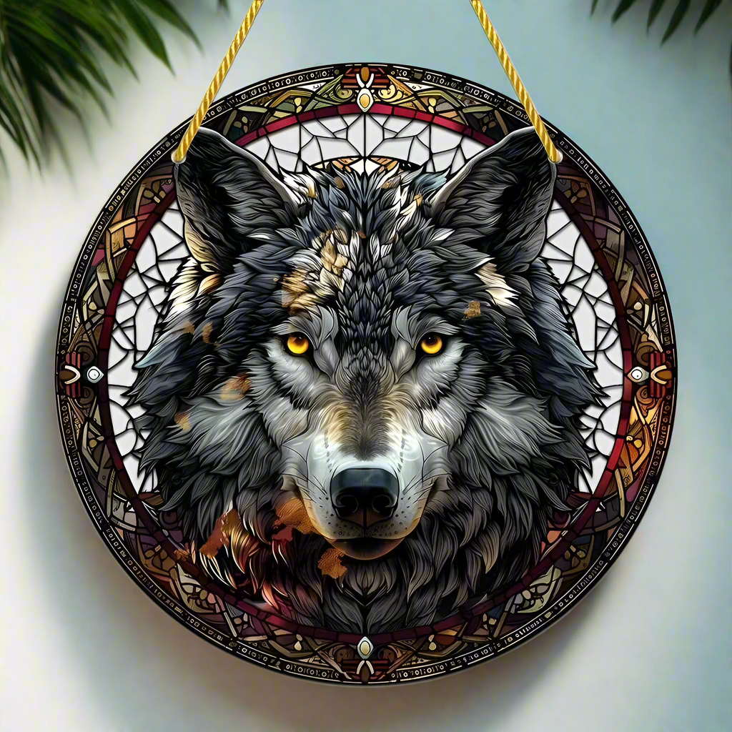 Spirit Wolf Suncatcher Witchy Acrylic Sign-MoonChildWorld