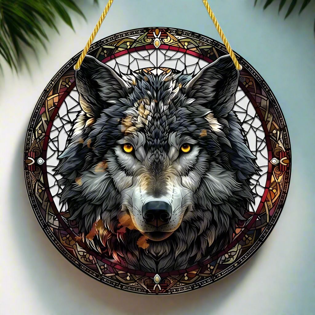 Spirit Wolf Suncatcher Witchy Acrylic Sign-MoonChildWorld