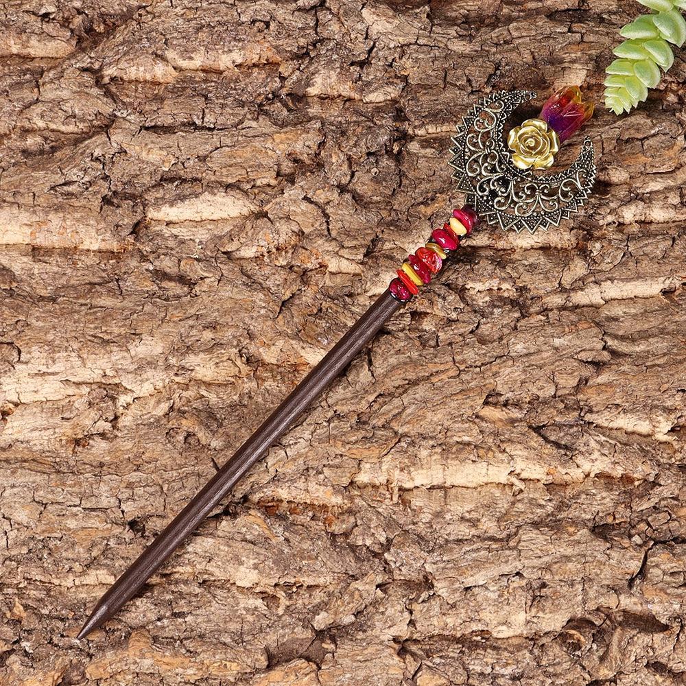 Wicca Crystal Magic Wand Witch Hairpin-MoonChildWorld