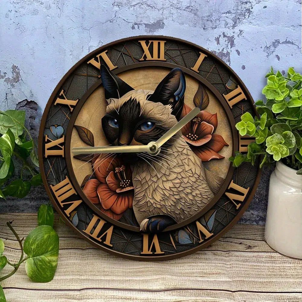 Siamese Cat Wall Clock Witchy Wall Clock-MoonChildWorld