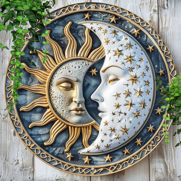 Celestial Sun Moon Metal Sign