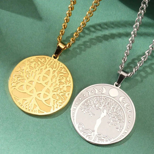 Trinity Knot Tree of Life Necklace Triquetra Moon Phase Tree of life Necklace