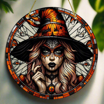 Halloween Witch Suncatcher Spooky Home Decor Gothic Acrylic Sign