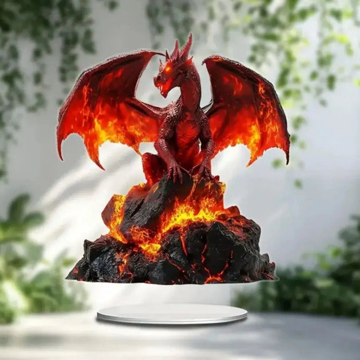 Fire Dragon 2D Flat Acrylic Figurine Dragon Table Ornament Dragon Desk Decor-MoonChildWorld