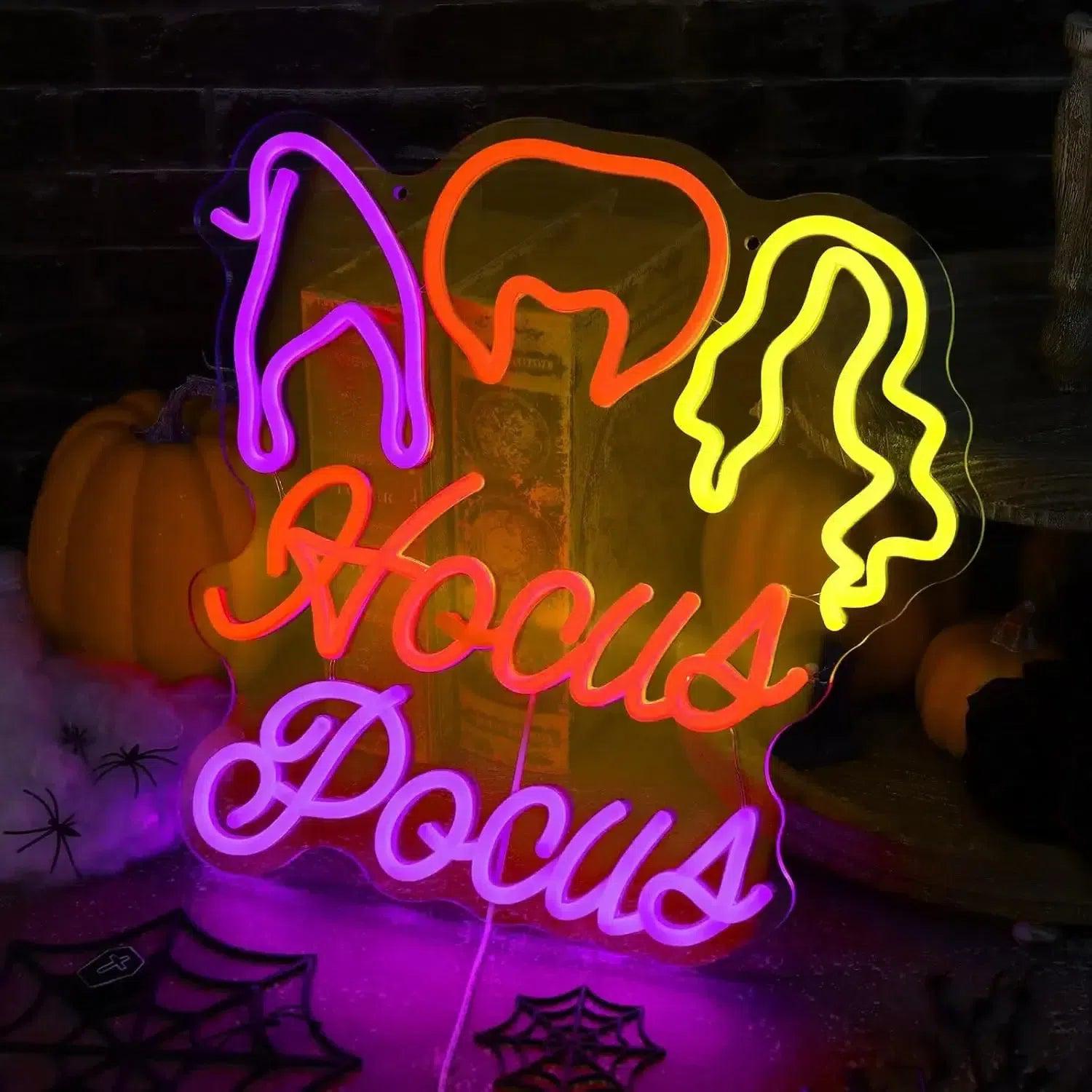 Hocus Pocus Neon Signs Witch Neon Lights for Halloween Wall Decor-MoonChildWorld