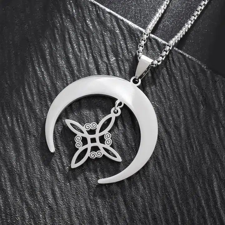 Witch Knot Moon Necklace Celtic Knot Jewelry-MoonChildWorld