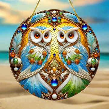 Gorgeous Owls Suncatcher Spirit Owls Acrylic Sign Window Hanging-MoonChildWorld