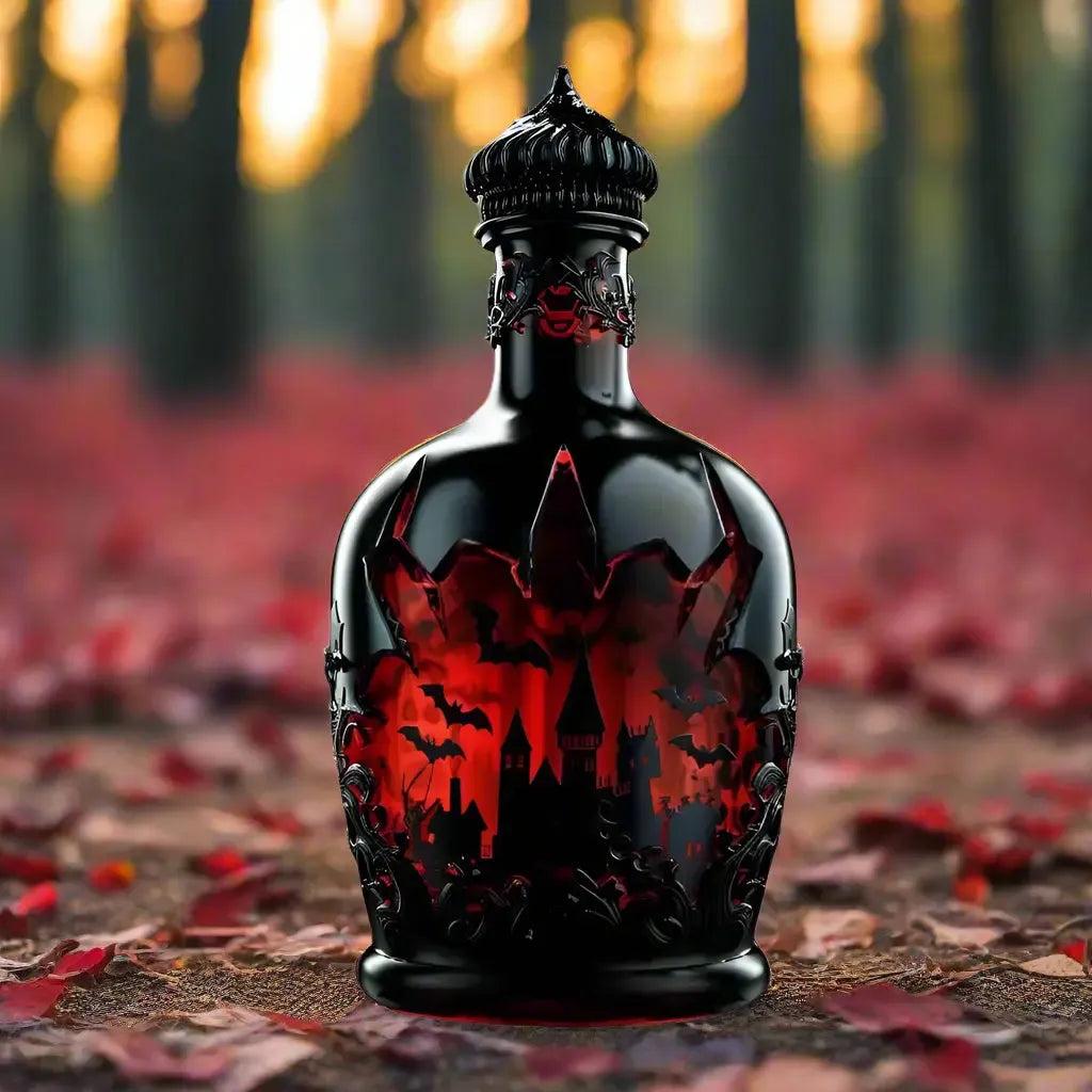 Gothic Vampires Whiskey Decanter Glass Liquor Bottle with Bat Castle Design Halloween Bar Decor for Witch-MoonChildWorld